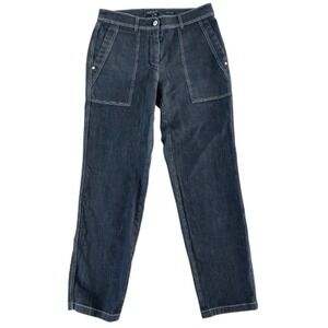 Lafayette‎ 148 Cropped Denim Pants Italian Fabric Contrast Stitch IT 36 US 0